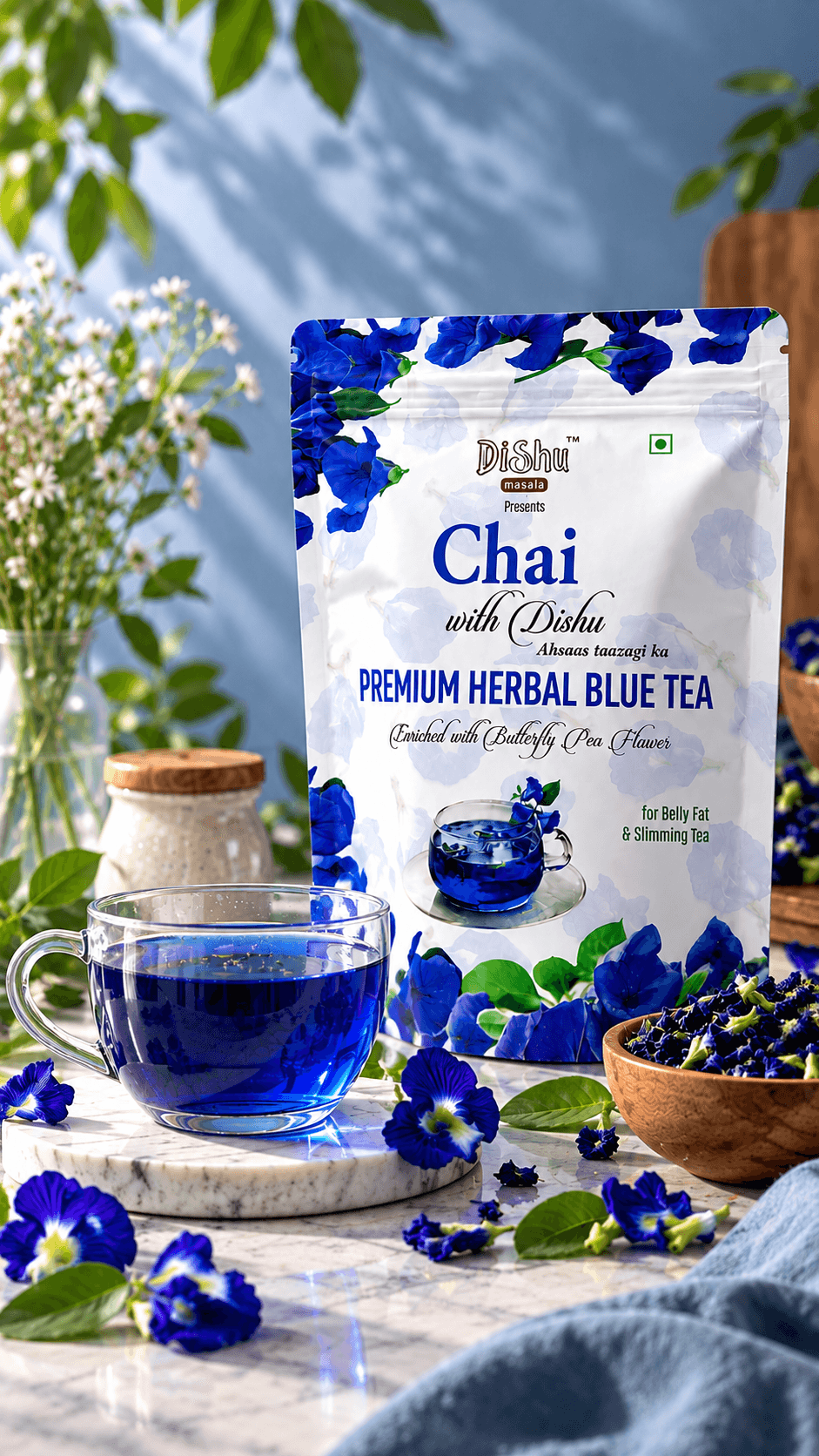 Dishu Masala Premium Herbal Blue Tea